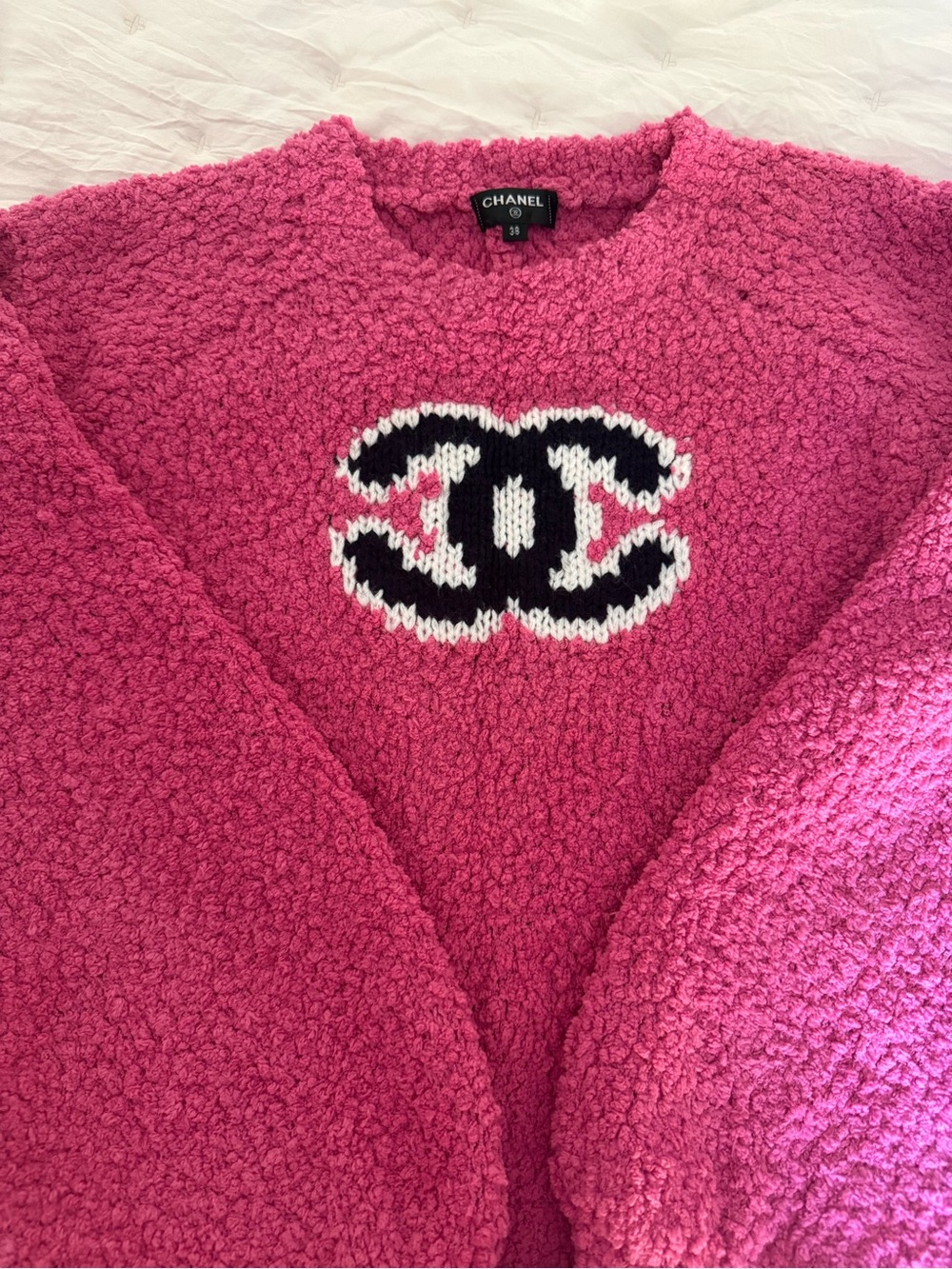 Women Wool Pink Logo Crewneck Sweater - Picture 6 of 8